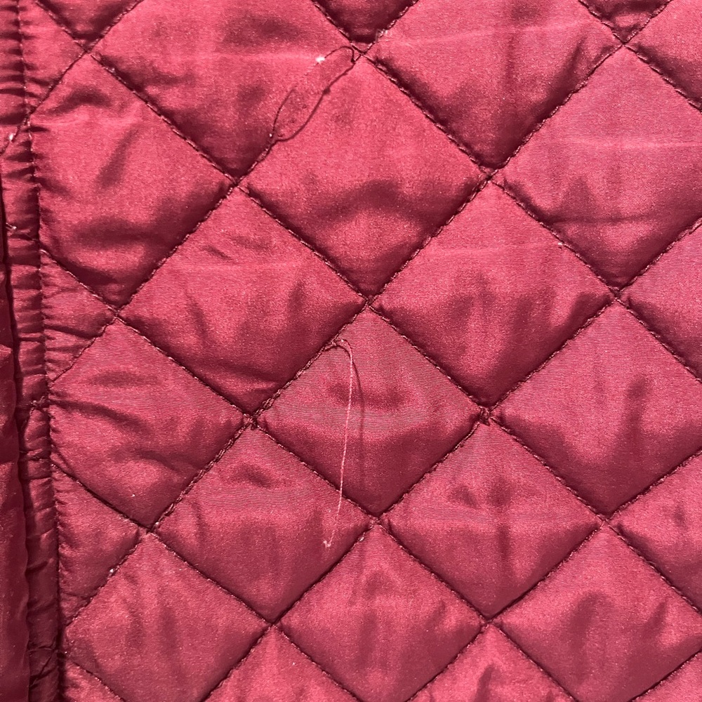 Women’s Quilted Barn Jacket Field Coat Burgundy Gold Hardware Size Large Preppy - Picture 9 of 10